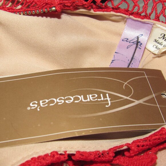 NWT Alya x Francesca’s Red Lace Fit & Flare Dress –  Scallop Hem Size M Romantic - Picture 5 of 8